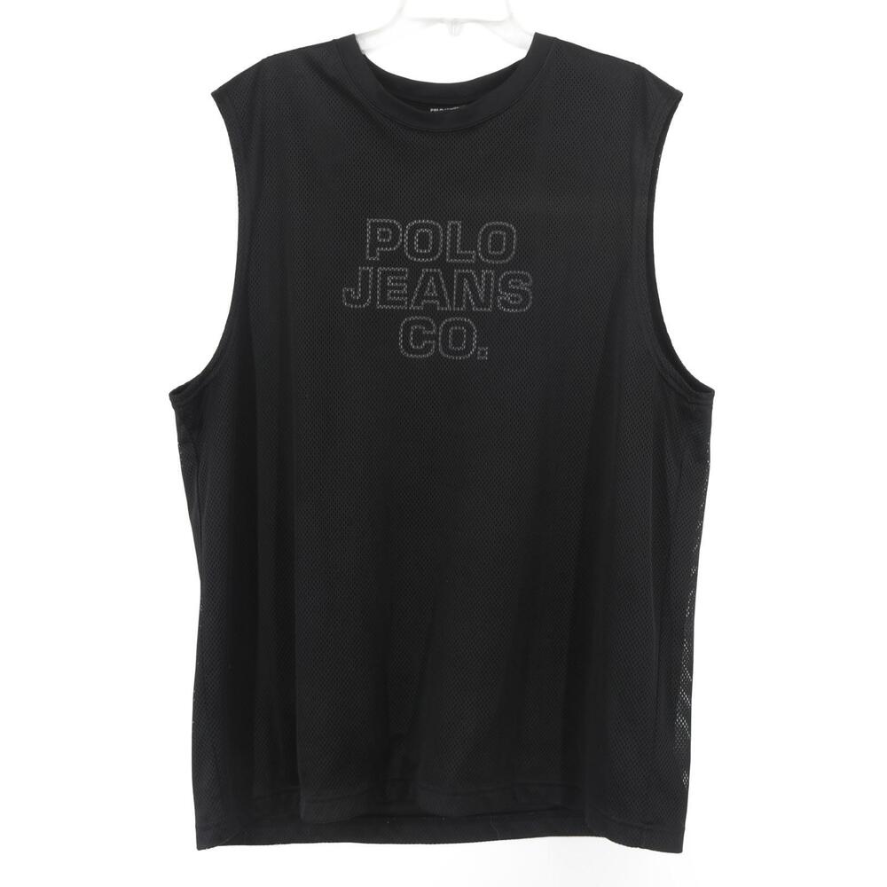 Vintage Polo Jean Co Ralph Lauren Mens XL Mesh Tank Jersey Y2K Black